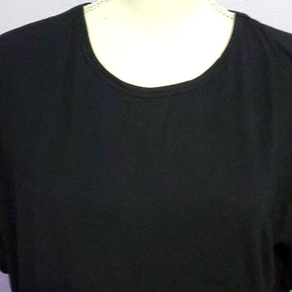 Color Thread Classic Black Soft Modal Short Sleeve Slouchy Top Athleisure - Picture 2 of 7